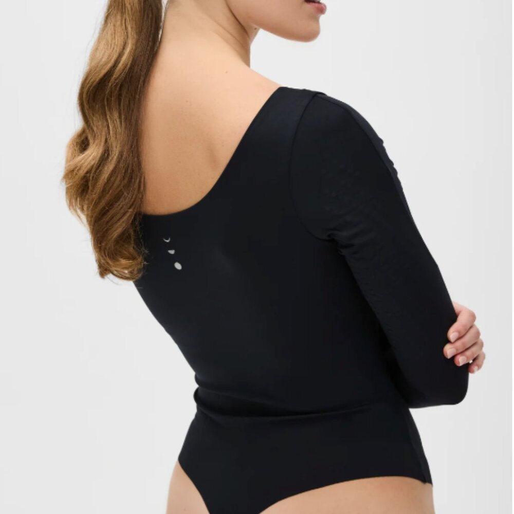 Elastique - Iconic Lymphatic Long Sleeve Bodysuit - Thong (M) Black - Picture 3 of 7